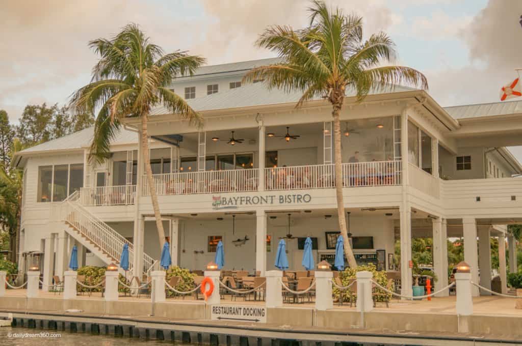 a look from the water of the Bayfront Bistro Restaurant in Fort Myers Beach