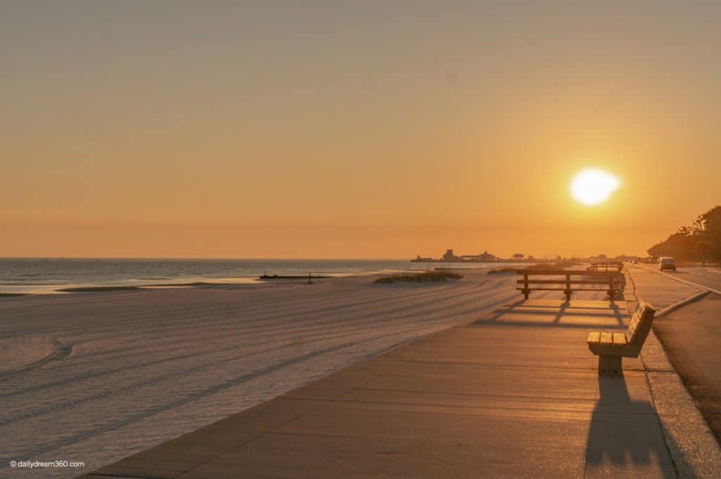 Sunset on beach in Biloxi Mississippi