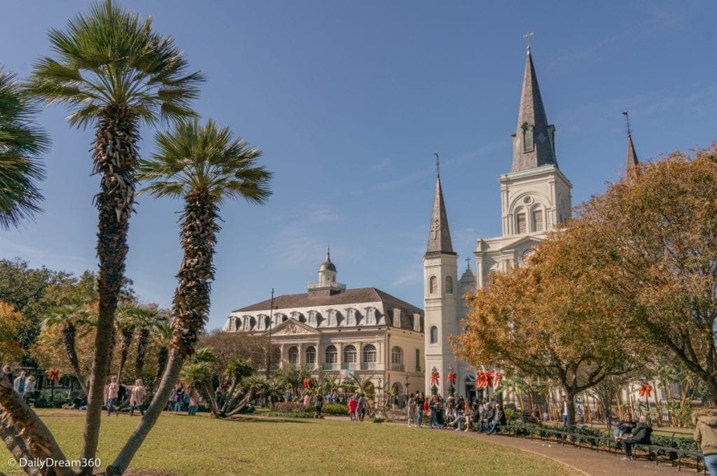 Jackson's Square park in front of the Cathedral in New Orleans