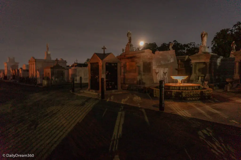 Cemetery at Night during Haunted Bus Tour New Orleans