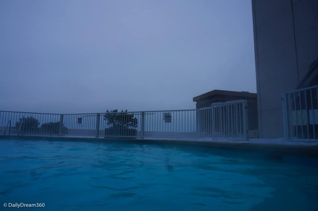 Outdoor heated pool at Quebec City Hilton