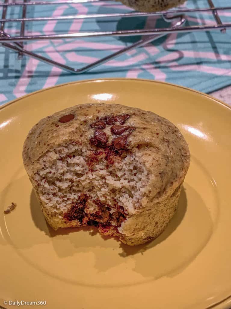 Hold the Carbs Low Carb and No Sugar Chocolate Chip Muffin with bite in it