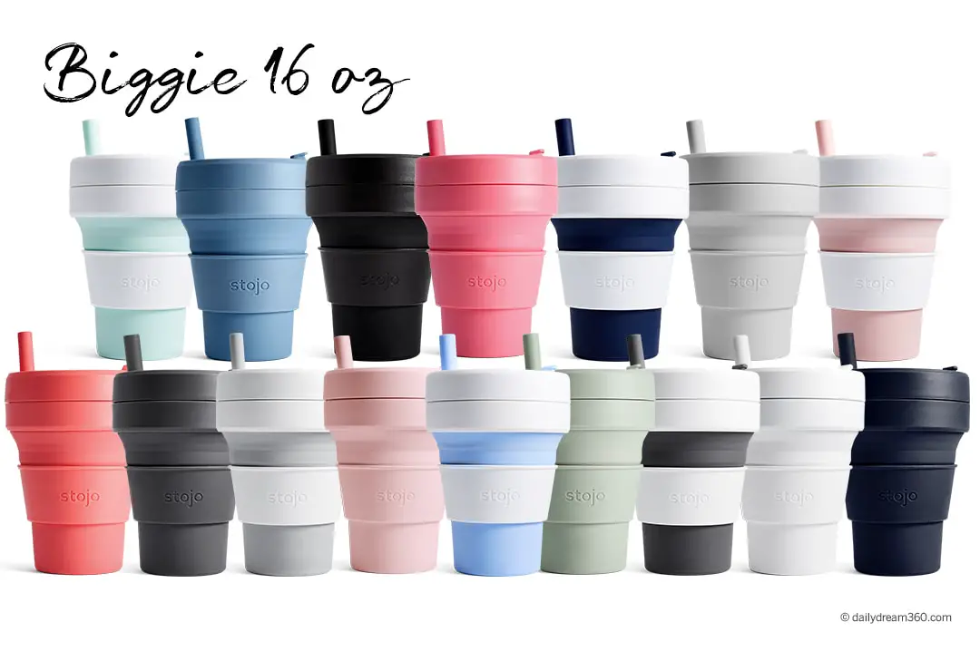 Variety of stojo biggie cups with straws
