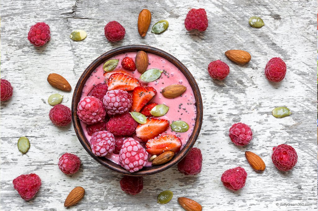 Iced fruit in blender