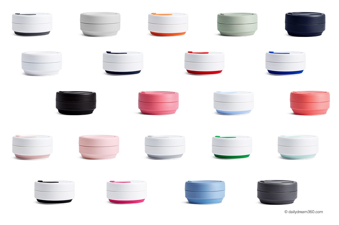 collapsed stojo coffee cups many colours