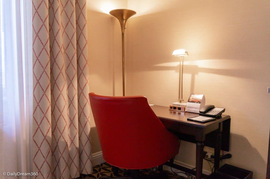 desk in room at Fairmont Richelieu