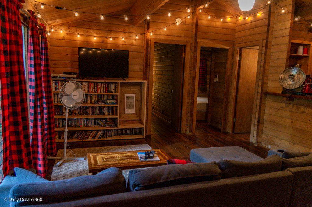 Living area  of Muskoka Beer Spa cabin 7