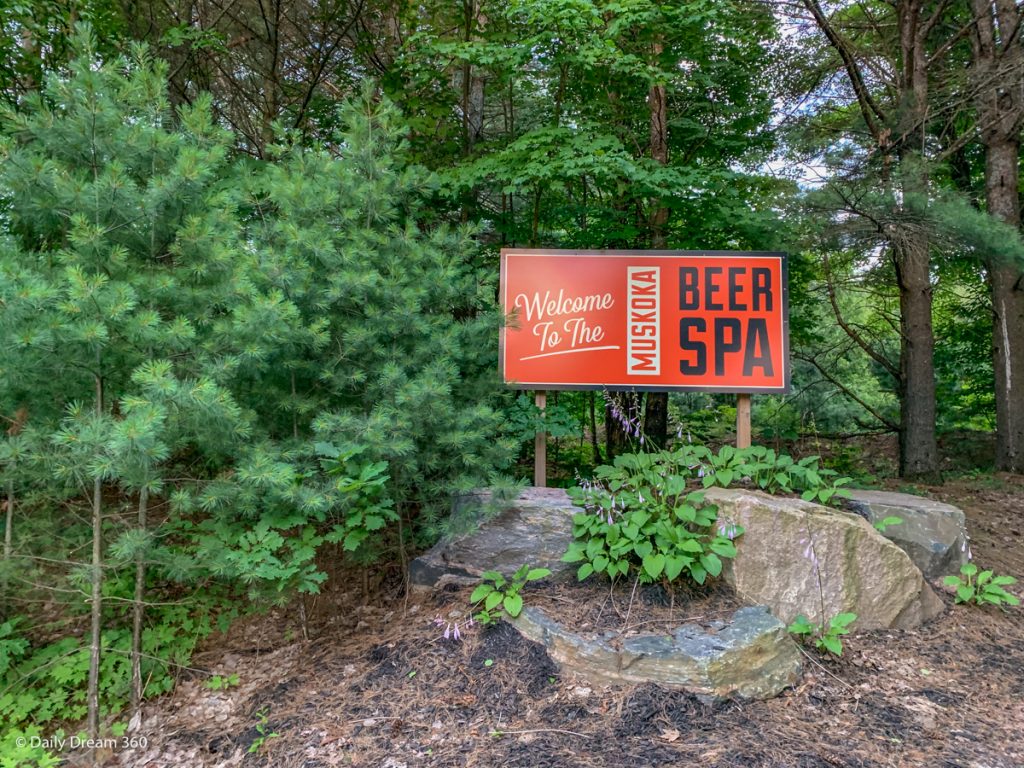 Sign saying Welcome to Muskoka Beer Spa