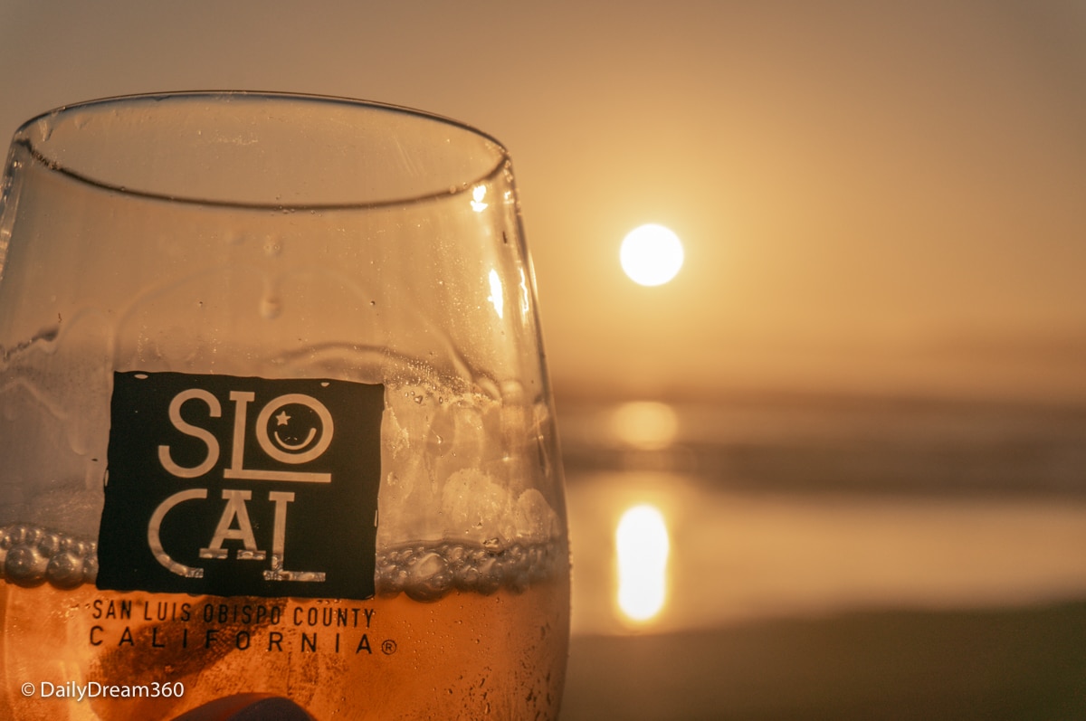 California wine at Sunset at Oceano Dunes State Park