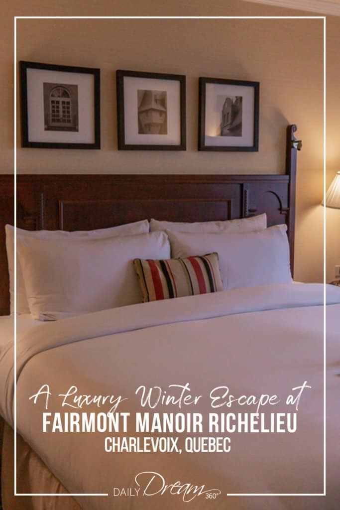 Bed in room at Fairmont Manoir Richelieu Charlevoix Quebec.