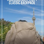 Travelon anti-theft Classic Backpack with CN Tower in background