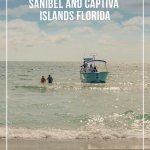 Boat and people in ocean at Sanibel Island Florida