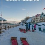 Two sleds wait at bottom of Quebec City Toboggan Ride