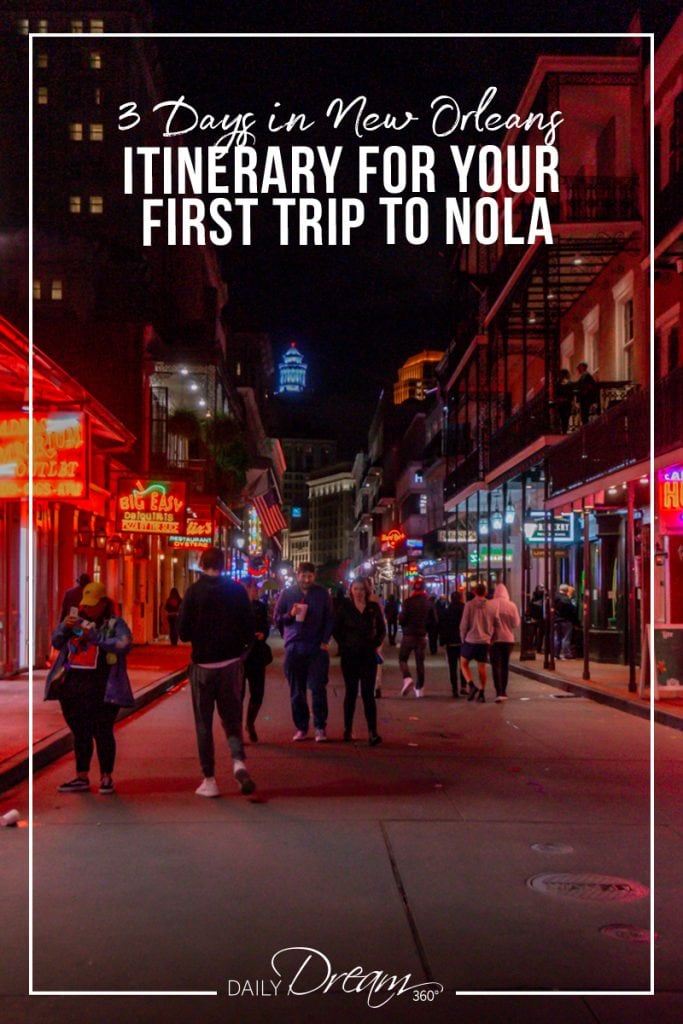 Bourbon street at night in New Orleans