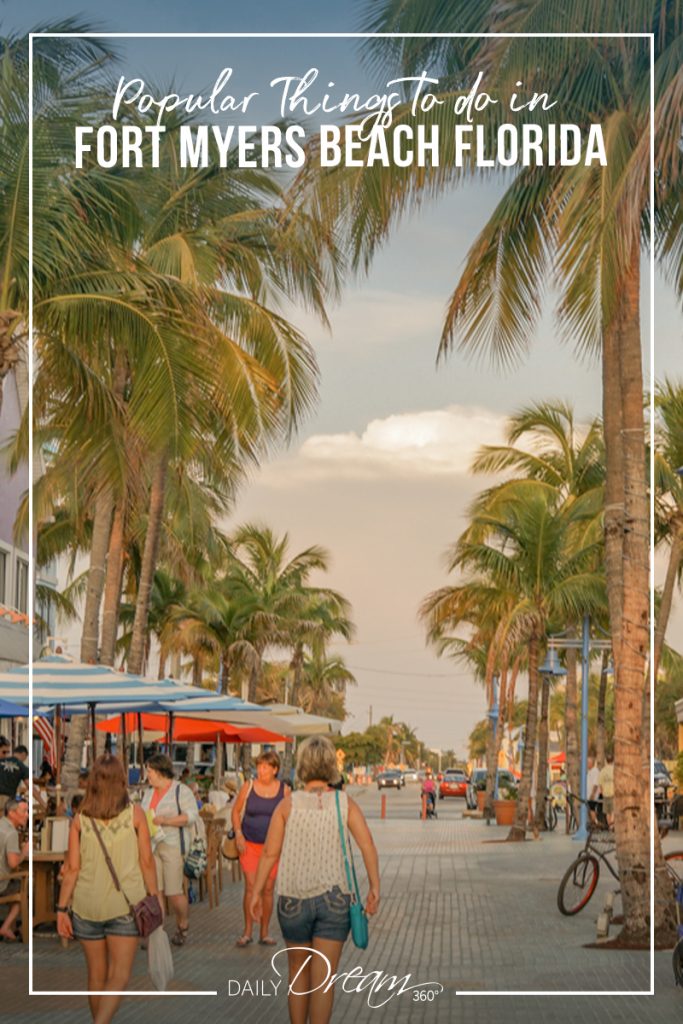 People walking in Times Square District at Fort Myers Beach Florida