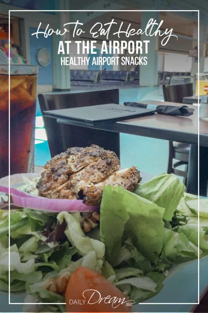 Healthy salad on table in airport