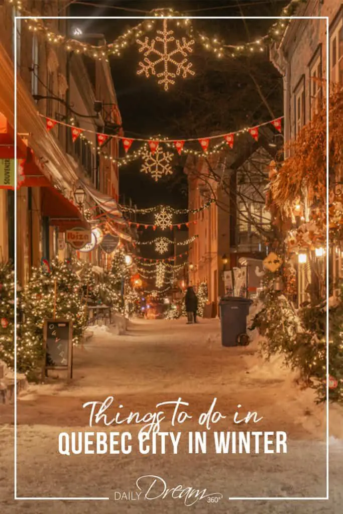 Petit Champlain district lit up at night things to do in Quebec City in Winter