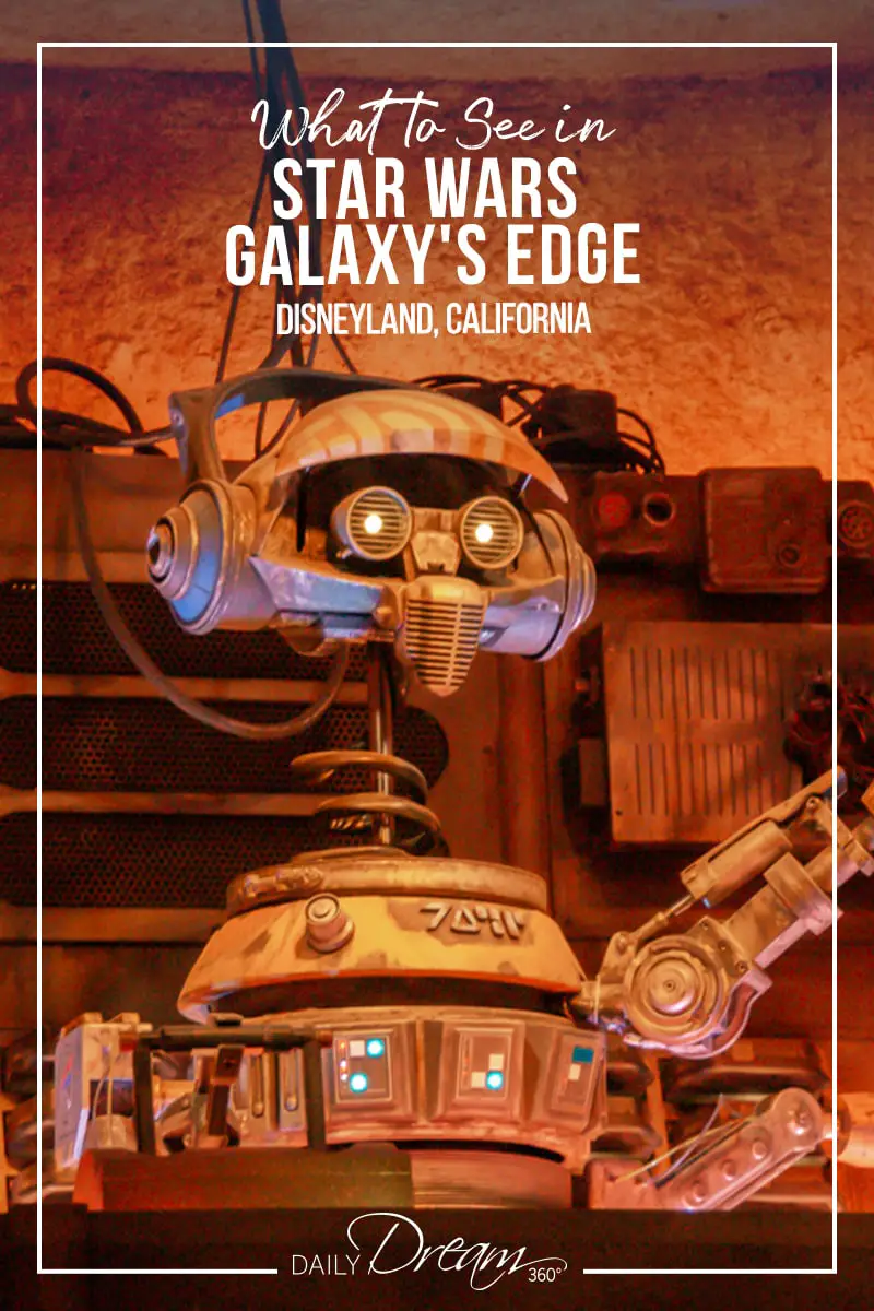 Robot DJ plays tunes in Olga's Cantina in Star Wars Galaxy's Edge