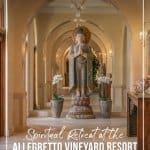 Incredible art piece sitting in front of arch window at Allegretto Vineyard Resort Paso Robles California