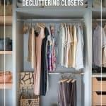 Clean and decluttered closet with text 7-Day Declutter Challenge: Day 2 Decluttering and Organizing Closets