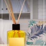 scented diffuser in living room with text How to Pamper Yourself at Home DIY Spa Day