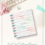 Happy planner on desk with keyboard Pin image