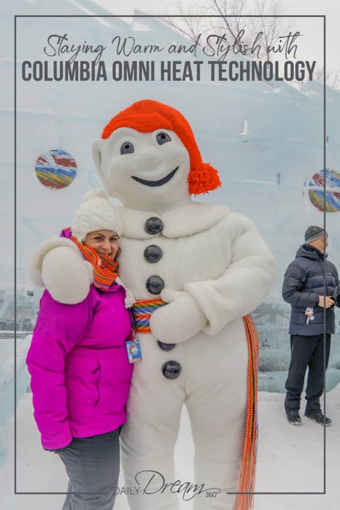 Snuggling with Bonhomme in Columbia 3-in-1 Omni Heat Jacket