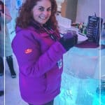 Stylish look at ice hotel bar with Columbia Omni Heat Jacket