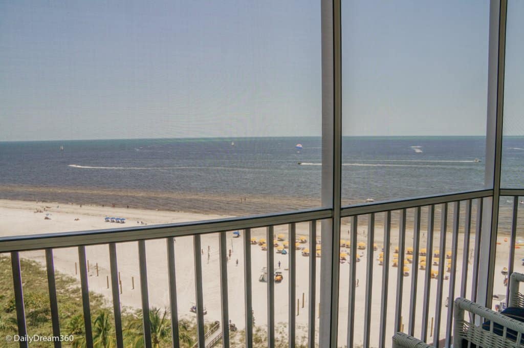 Screened patio at Pink Shell Beach Resort