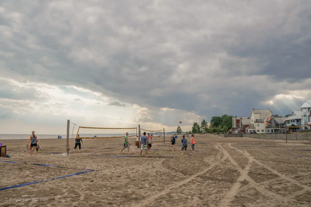 People playing volleyball on Port Stanley Beach