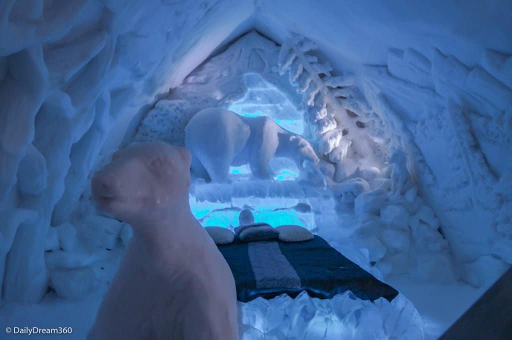 polar bear room in Quebec City Ice Hotel