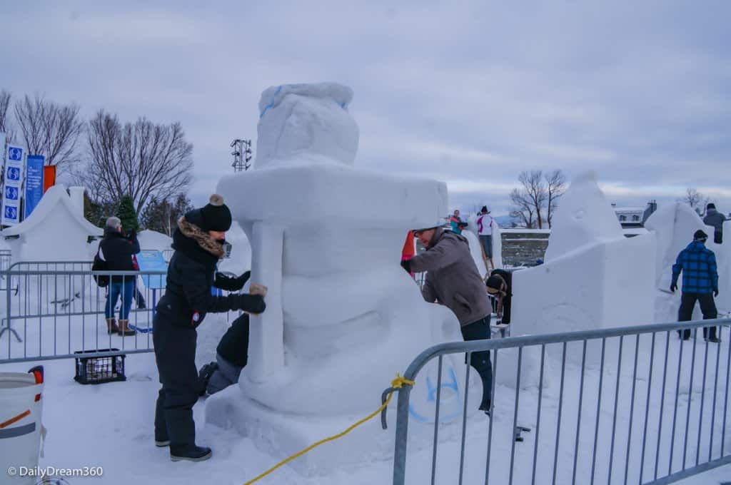 Ice Sculpting competition in Quebec City Winter Carnival