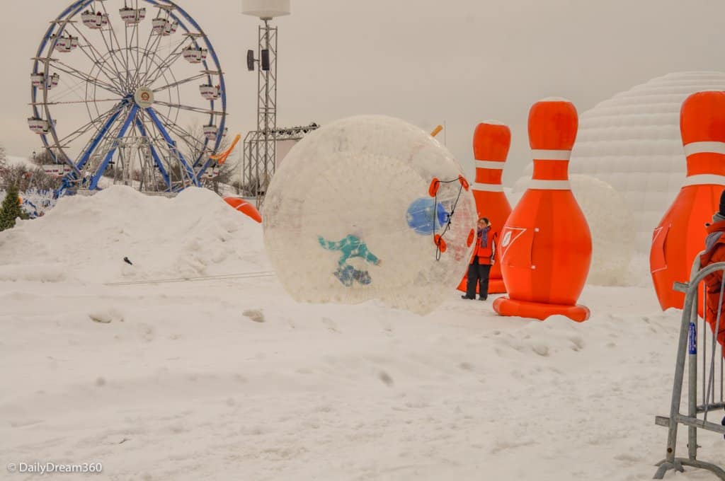 Snow bowling at Quebec City Winter Carnival