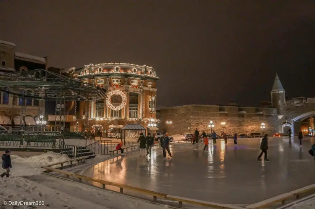 Ice rink inside the old city in Quebec City