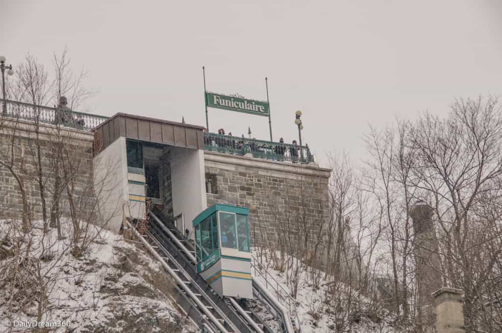 Funicular in Quebec City in Winter