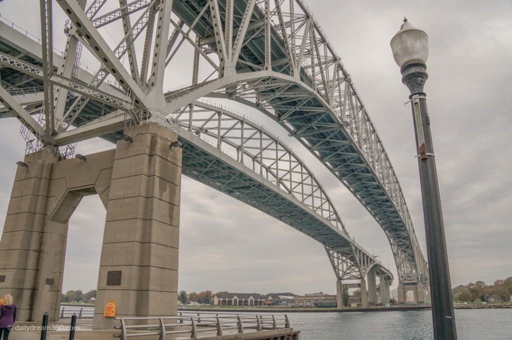 Blue water bridge on Sarnia Waterfront