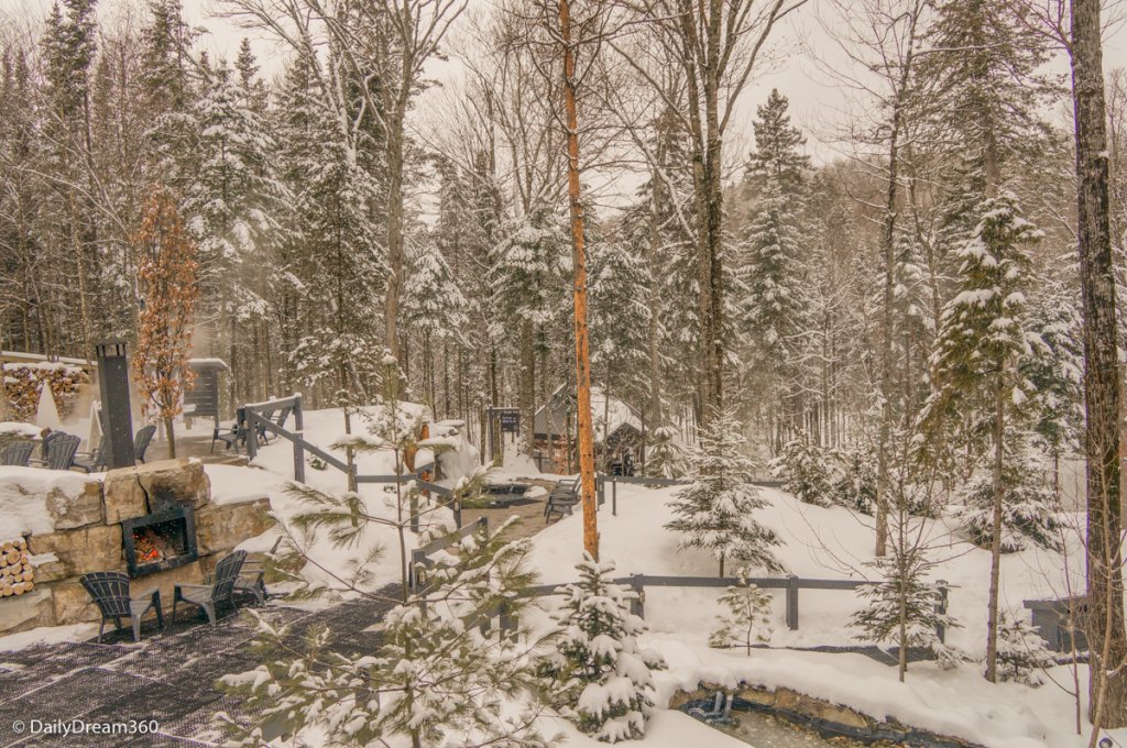 Winter scenery at Siberia Station Spa Quebec City