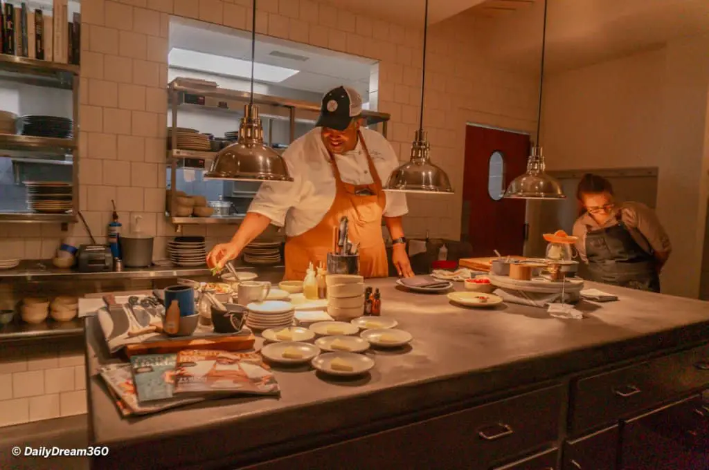 Chef Nutter preparing dishes at Southern National Restaurant Mobile Alabama