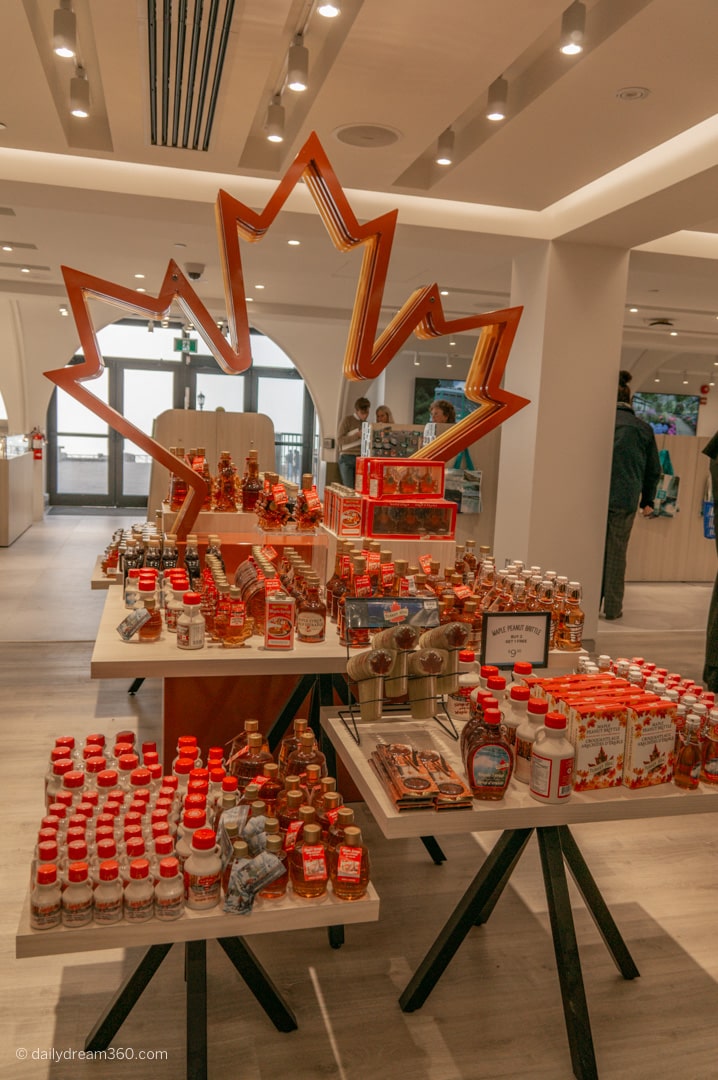 Maple Syrup display at shop in Table Rock Centre Niagara Falls