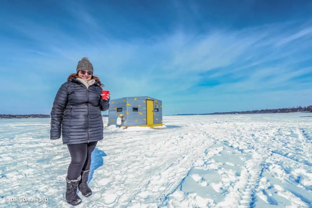 Ice fishing on Lake Scugog Port Perry Ontario