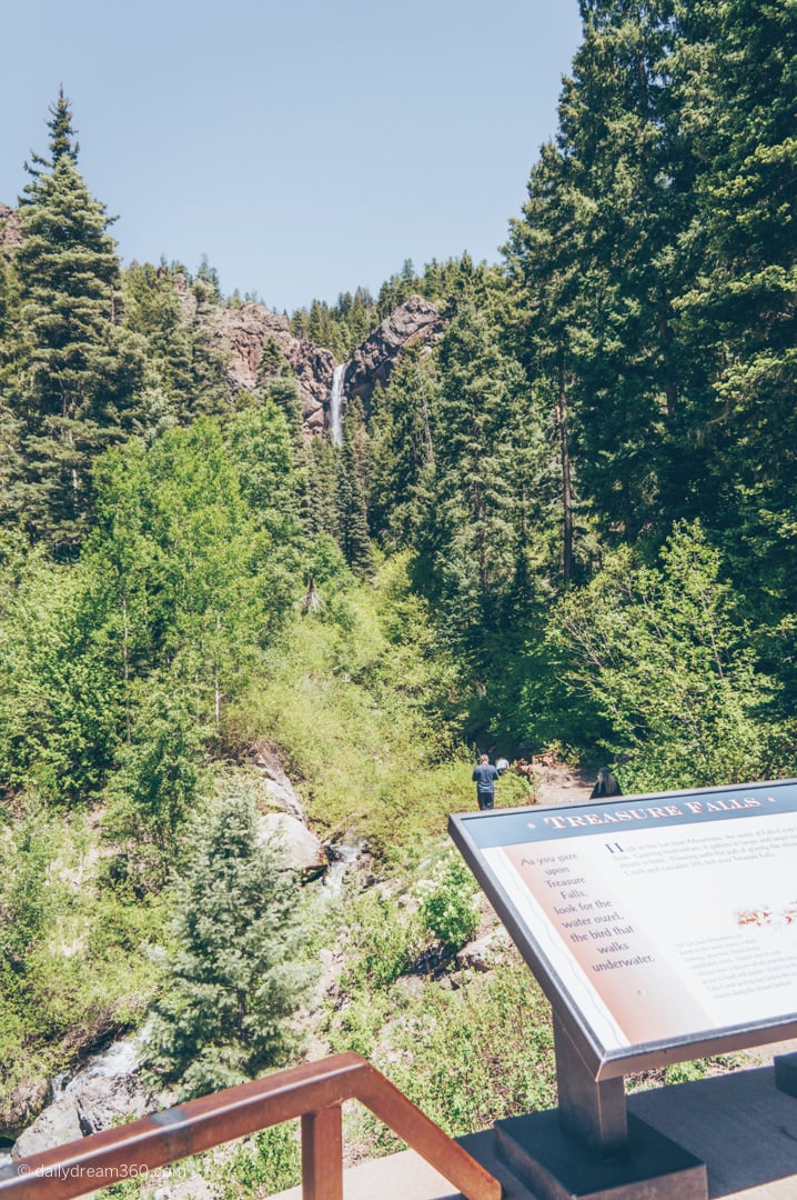 view of treasure falls colorado from street viewing area