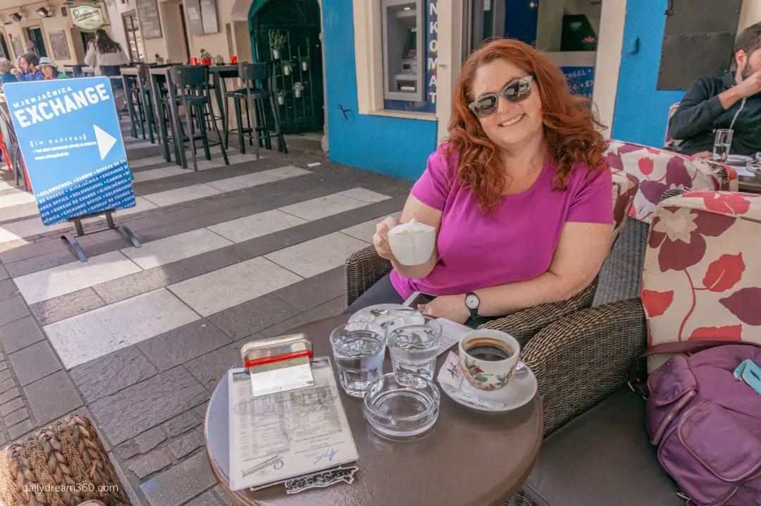 Enjoying coffee at Art Cafe in Zagreb Croatia