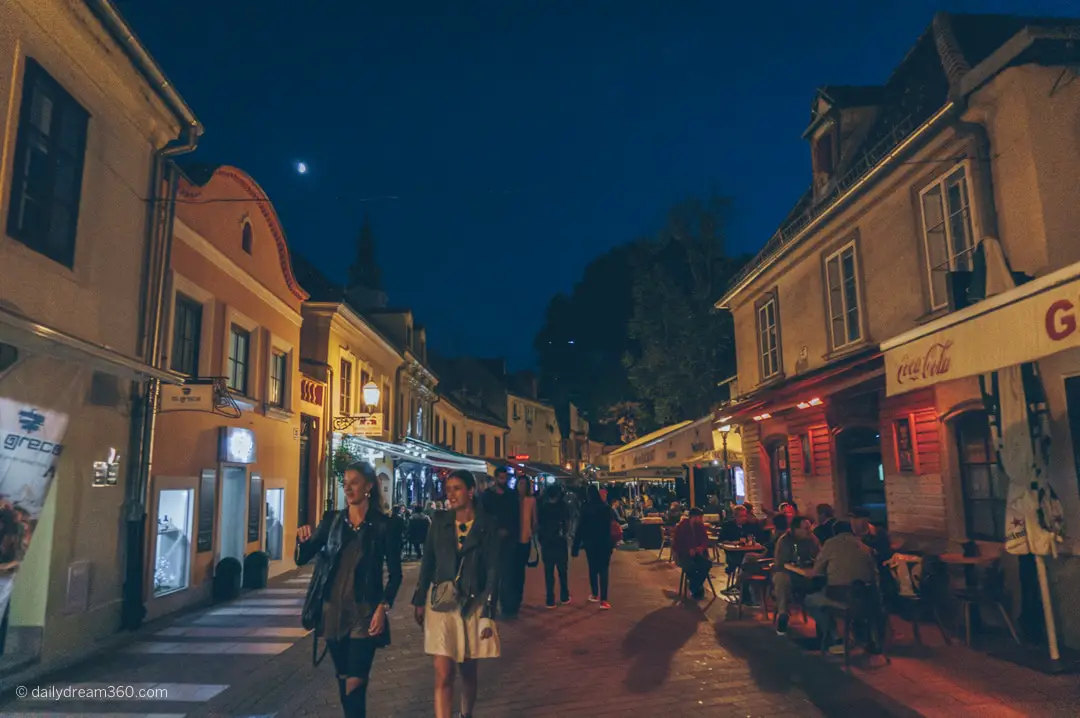 Tkalčićeva Street Zagreb Croatia at night