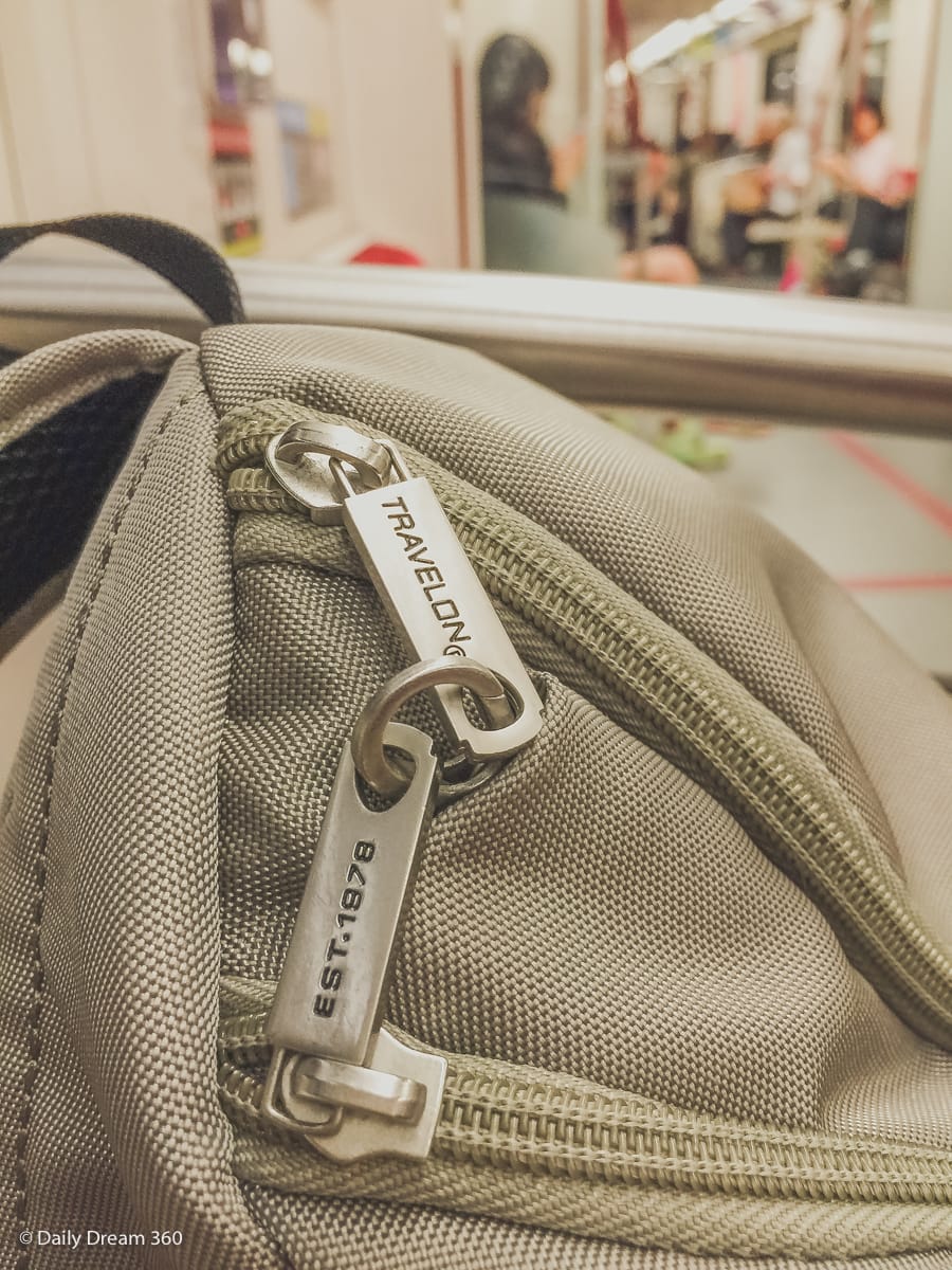 locked zipper feature on Travelon Bag